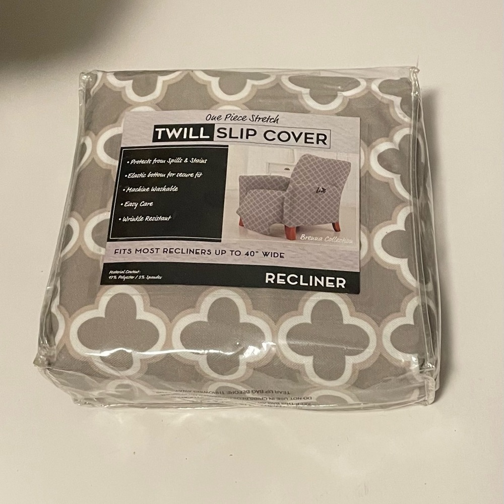 Gray Twill Recliner Slip Cover